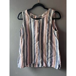 Ellen Tracy Pink and Gray Striped Tank Top